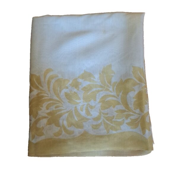 Vintage Organza Tablecloth XL Gold Floral Mid Century Banquet Party 100x63 - Picture 2 of 9